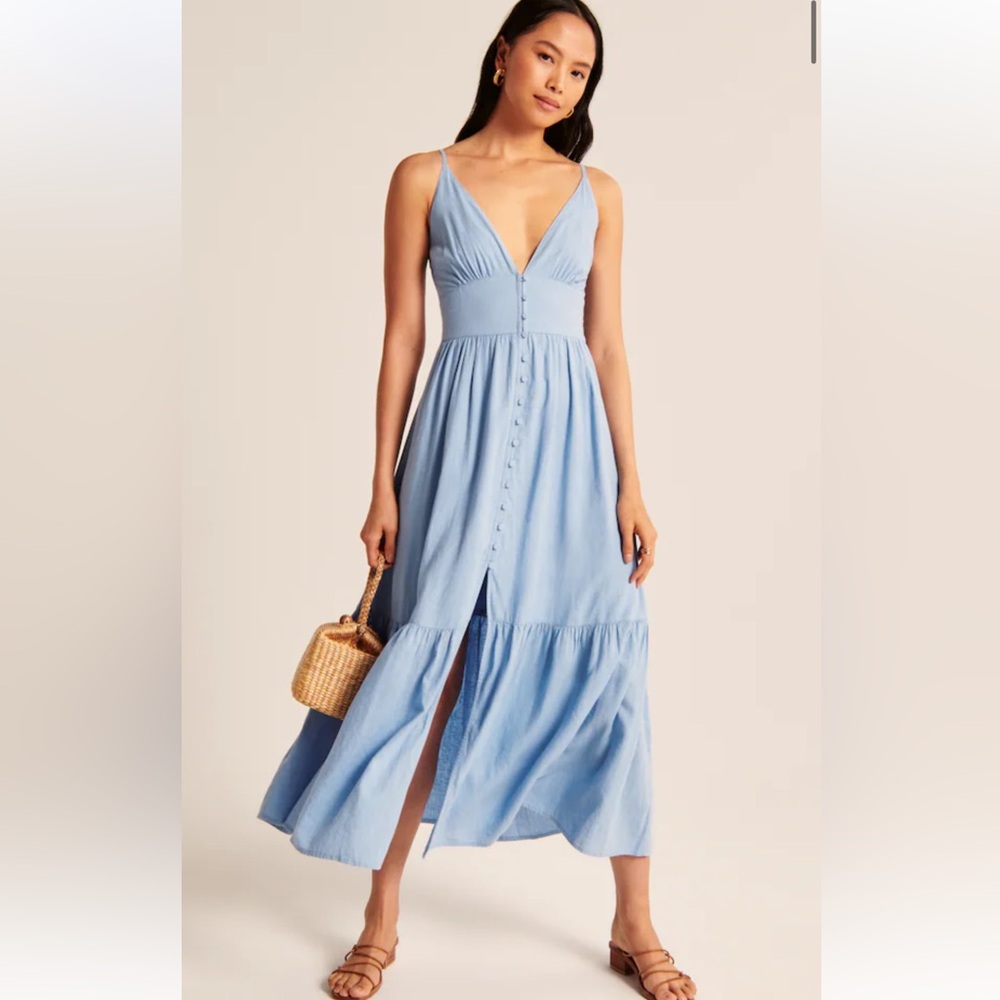 Abercrombie Maxi Dress w/ Slit & Button Up Detail